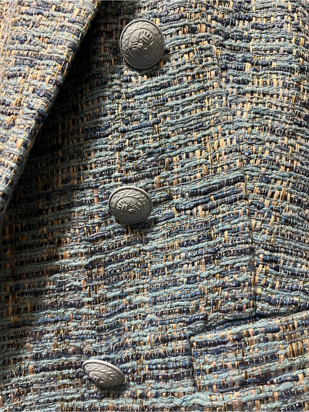 L’AGENCE Brooke Multi-Blue Tweed Blazer, Size 2 - Picture 9 of 10